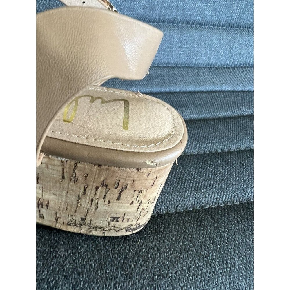 Lulus Platform Cork Wedge Strap Tan Ankle Strap Sandal Womens Size 7 - Picture 10 of 11